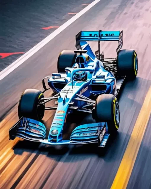 Blue Formula 1 Race Car Diamond Painting