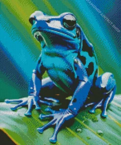 Blue Frog On Leaf Diamond Painting