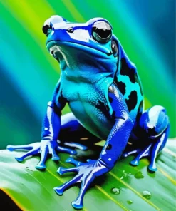 Blue Frog On Leaf Diamond Painting