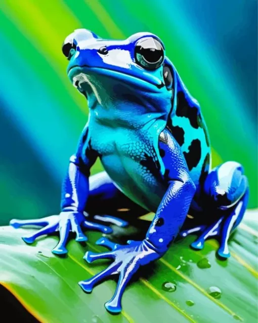 Blue Frog On Leaf Diamond Painting