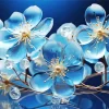 Blue Glass Flowers Diamond Painting