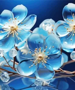 Blue Glass Flowers Diamond Painting