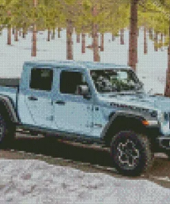 Blue Gray Jeep Car Diamond Painting