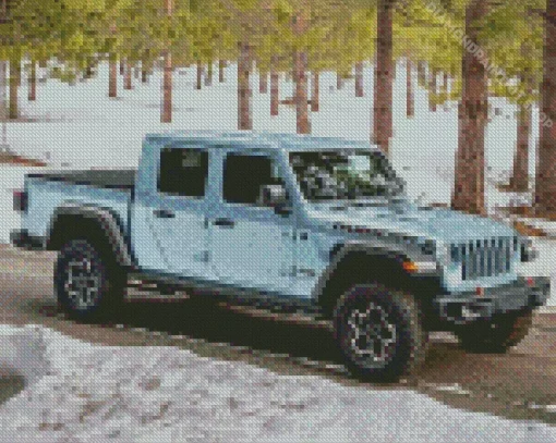 Blue Gray Jeep Car Diamond Painting