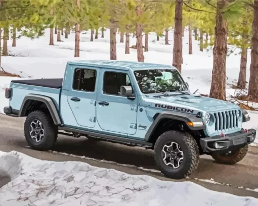 Blue Gray Jeep Car Diamond Painting