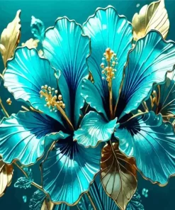 Blue Hawaiian Hibiscus Diamond Painting