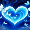 Blue Heart And Butterflies Diamond Painting