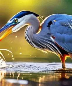 Blue Heron Eating Diamond Painting