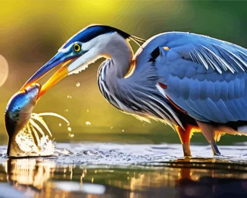 Blue Heron Eating Diamond Painting