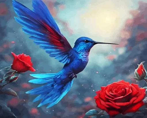 Blue Hummingbird Diamond Painting