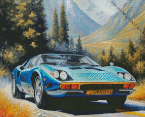 Blue Lamborghini Miura Diamond Painting