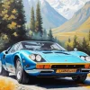 Blue Lamborghini Miura Diamond Painting