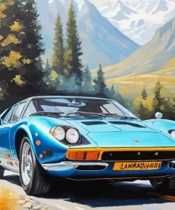 Blue Lamborghini Miura Diamond Painting