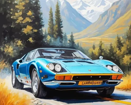 Blue Lamborghini Miura Diamond Painting