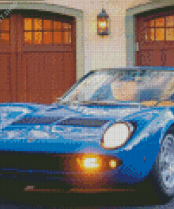 Blue Lamborghini Miura Car Diamond Painting