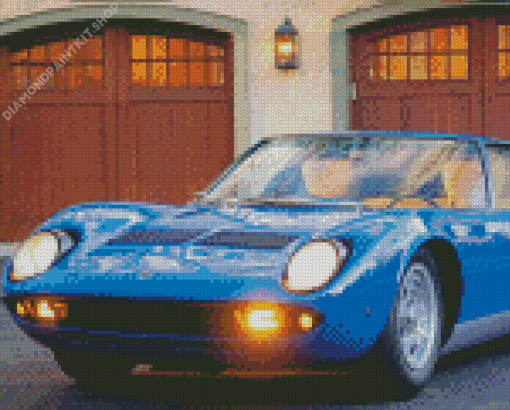 Blue Lamborghini Miura Car Diamond Painting