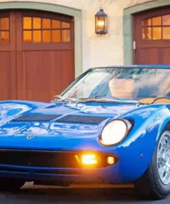 Blue Lamborghini Miura Car Diamond Painting