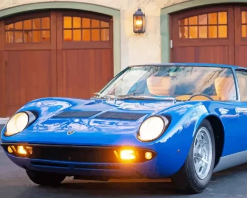 Blue Lamborghini Miura Car Diamond Painting