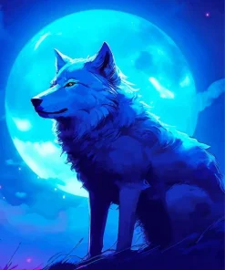 Blue Moon Wolf Diamond Painting