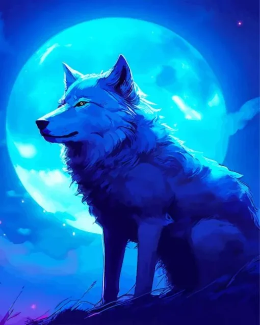 Blue Moon Wolf Diamond Painting