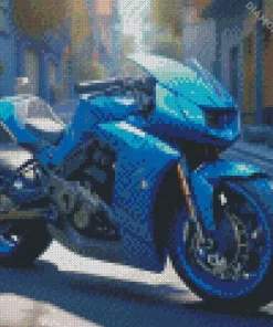 Blue Motorbike Diamond Painting