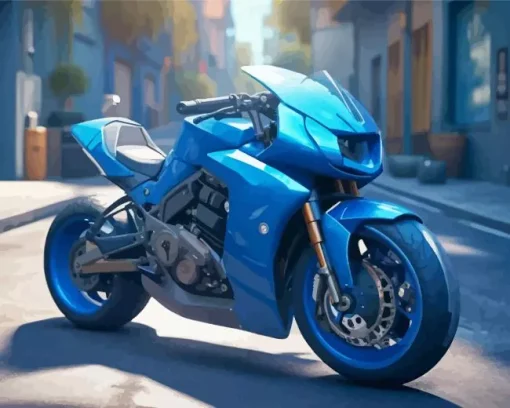 Blue Motorbike Diamond Painting