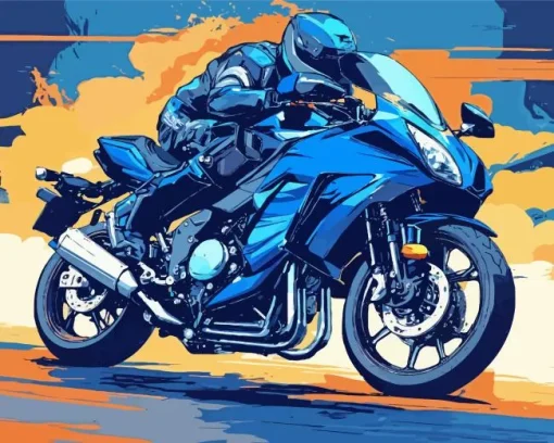 Blue Motorcycle Diamond Painting