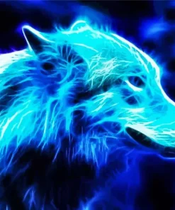 Blue Neon Wolf Diamond Painting