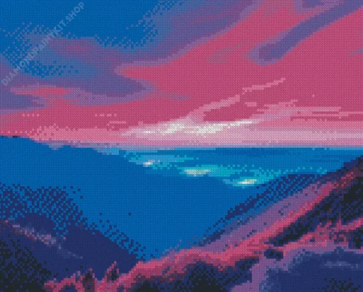 Blue Pink And Purple Sunset Diamond Painting