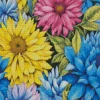 Blue Pink And Yellow Flowers Diamond Painting