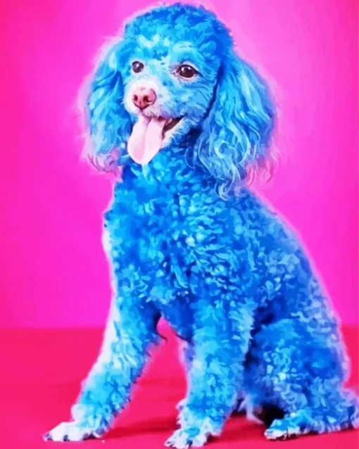 Blue Poodle Dog Diamond Painting