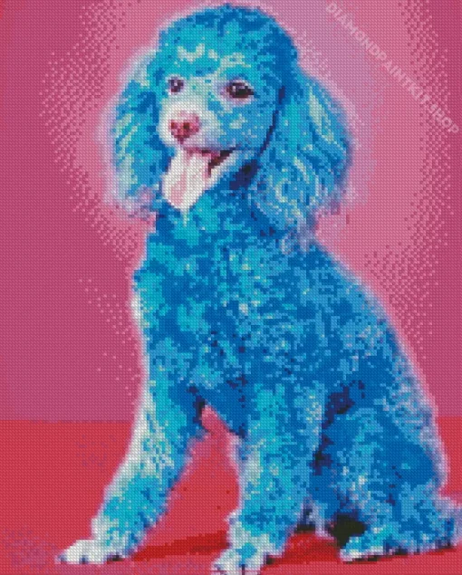 Blue Poodle Dog Diamond Painting