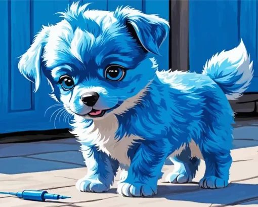 Blue Puppy Diamond Painting