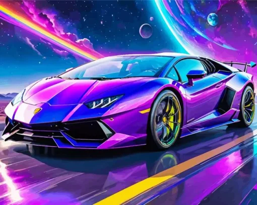 Blue Purple Car Diamond Painting