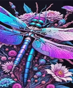 Blue Purple Dragonfly Diamond Painting