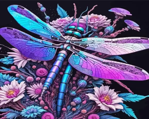 Blue Purple Dragonfly Diamond Painting