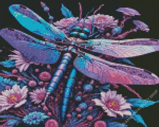 Blue Purple Dragonfly Diamond Painting