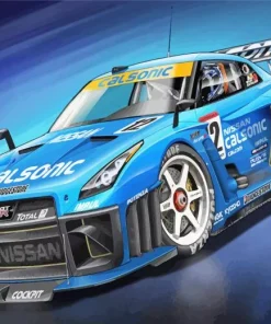 Blue Race Car Diamond Painting