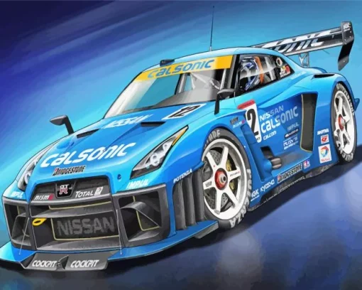 Blue Race Car Diamond Painting