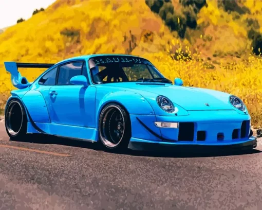 Blue Rwb Porsche Diamond Painting