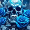 Blue Skull And Roses Diamond Painting