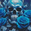 Blue Skull And Roses Diamond Painting