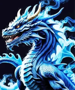 Blue Smoke Dragon Diamond Painting