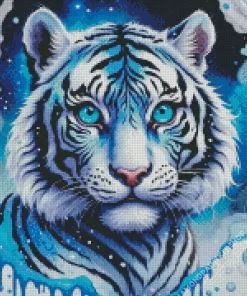 Blue Splatter Tiger Diamond Painting