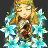 Blue Zelda Flowers Diamond Painting