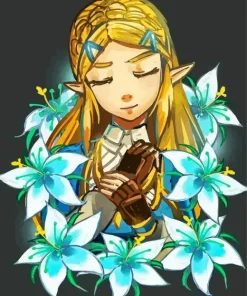 Blue Zelda Flowers Diamond Painting