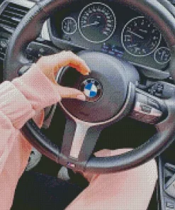 Bmw Steering Wheel With Hand Diamond Painting