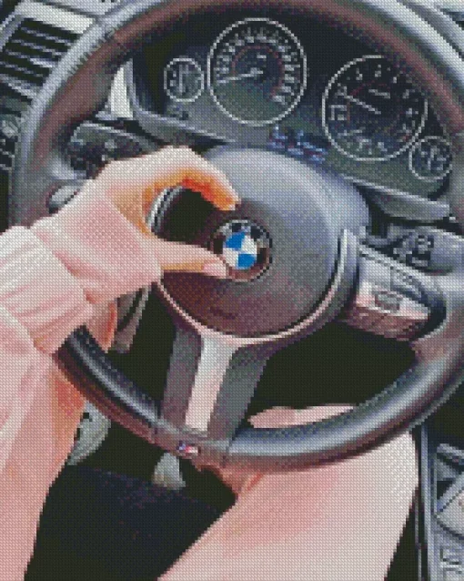 Bmw Steering Wheel With Hand Diamond Painting