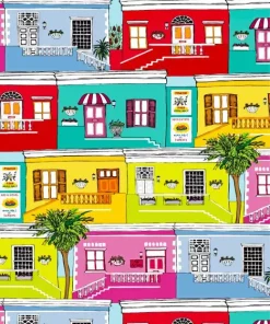 Bo Kaap Africa Colorful Houses Diamond Painting