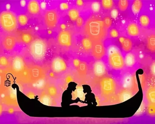 Boat From Tangled Silhouette Diamond Painting